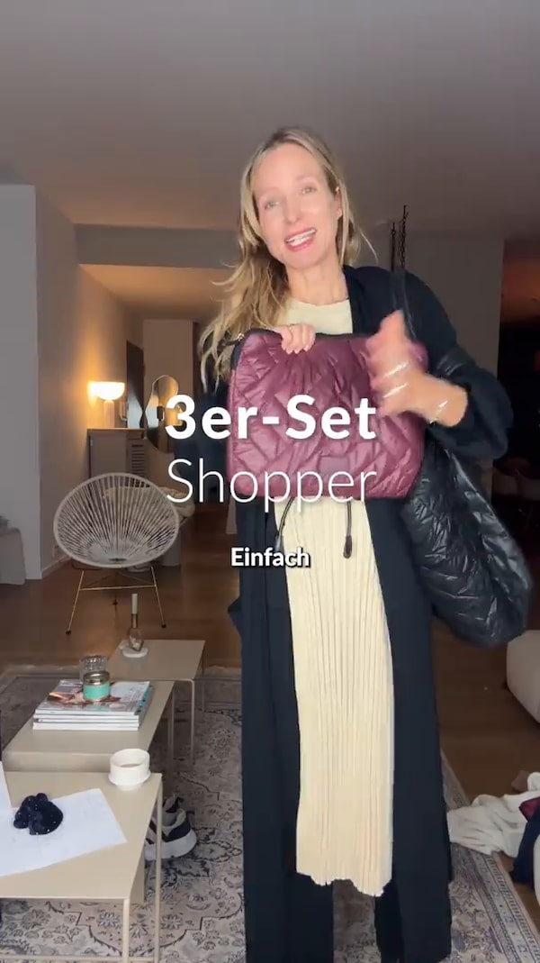 Folgen&nbsp;&&nbsp;immer&nbsp;live&nbsp;dabei&nbsp;sein!<br/>(einfach&nbsp;auf&nbsp;den&nbsp;Button&nbsp;➕&nbsp;neben&nbsp;meinem&nbsp;Profilbild&nbsp;klicken)&nbsp;🎉<br/><br/>&nbsp;✨&nbsp;Stilvolles&nbsp;3er-Set&nbsp;Shopper!&nbsp;✨&nbsp;Dieses&nbsp;praktische&nbsp;Set&nbsp;umfasst&nbsp;eine&nbsp;Laptoptasche&nbsp;und&nbsp;bietet&nbsp;edles&nbsp;Steppdesign.&nbsp;👜&nbsp;Der&nbsp;geräumige&nbsp;Hauptshopper&nbsp;hat&nbsp;Platz&nbsp;für&nbsp;alle&nbsp;Essentials,&nbsp;während&nbsp;die&nbsp;separate&nbsp;Laptoptasche&nbsp;dein&nbsp;Gerät&nbsp;schützt.&nbsp;Ideal&nbsp;für&nbsp;Büro,&nbsp;Einkauf&nbsp;oder&nbsp;Reisen&nbsp;–&nbsp;meistere&nbsp;jede&nbsp;Situation&nbsp;mit&nbsp;Stil!&nbsp;💖