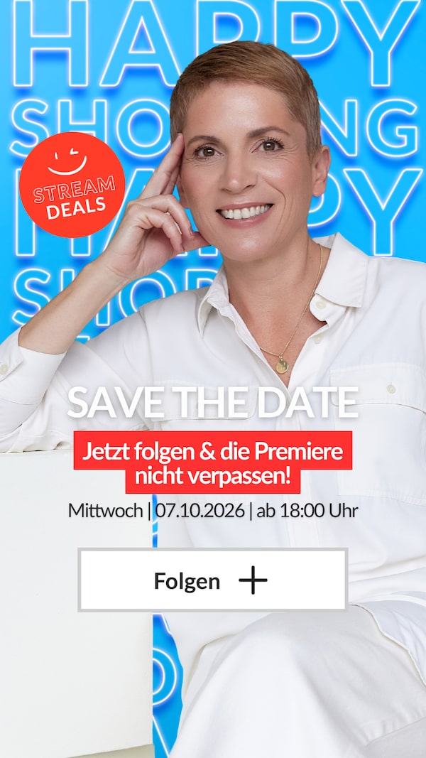 Ganz&nbsp;einfach&nbsp;➕&nbsp;folgen&nbsp;und&nbsp;&nbsp;beim&nbsp;Sneak&nbsp;Peek&nbsp;dabei&nbsp;sein!&nbsp;✨<br/>SAVE&nbsp;THE&nbsp;DATE&nbsp;|&nbsp;07.10.&nbsp;ab&nbsp;18:00&nbsp;Uhr<br/>🎉&nbsp;Happy&nbsp;Shopping&nbsp;Stream&nbsp;Deals&nbsp;🎉
