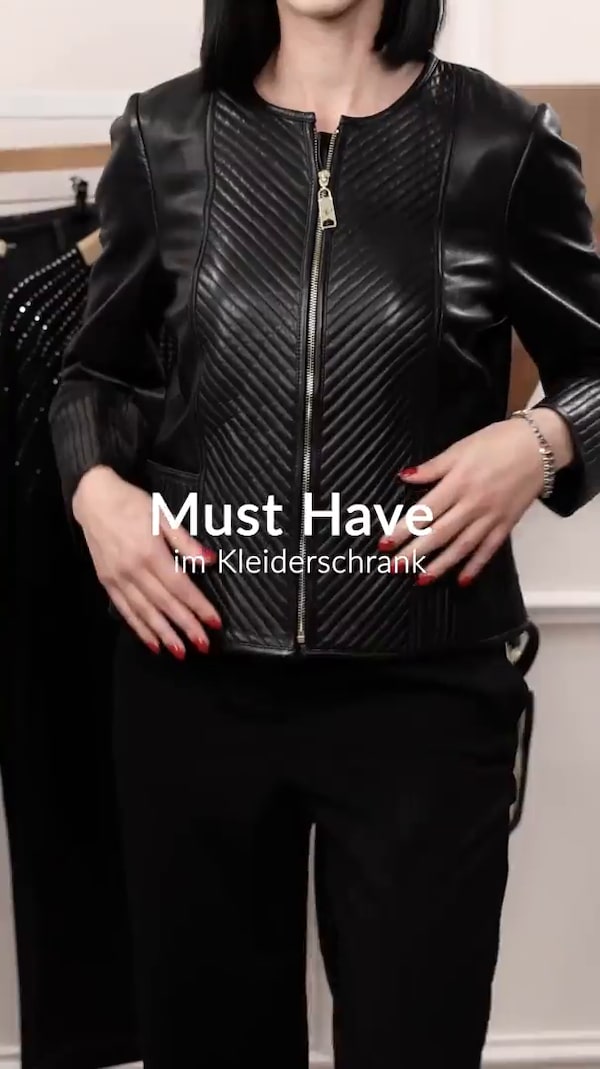 Zeitloser&nbsp;Cool-Faktor&nbsp;🖤<br/>Lederjacke&nbsp;mit&nbsp;Steppung&nbsp;für&nbsp;markante&nbsp;Looks&nbsp;und&nbsp;starken&nbsp;Auftritt&nbsp;⚡️